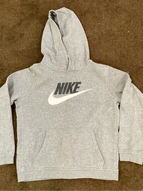 Nike Youth Gray Hoodie with Black Logo and White Swoosh